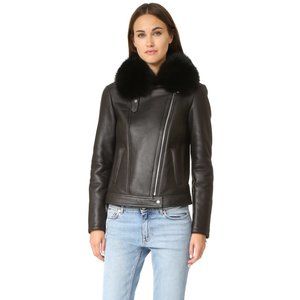 Theory Pomono Leather and Shearling Jacket. Size M